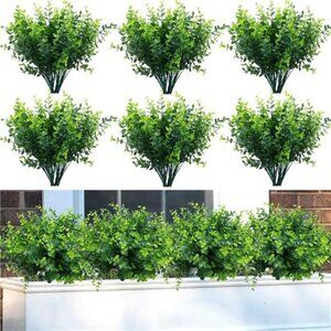 summer flower 10 Pack Artificial Boxwood Stems for Outdoors Unfading